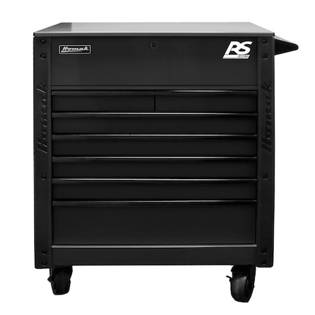 Homak 35in 7 DRAWER FLIP-TOP SERVICE CART - BLACK BK06035247